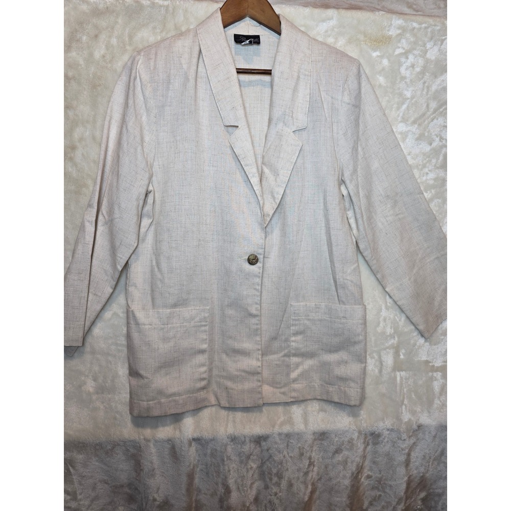 Radcliffe Vintage Linen Blend Blazer Oatmeal Beige‎ Single Button Jacket